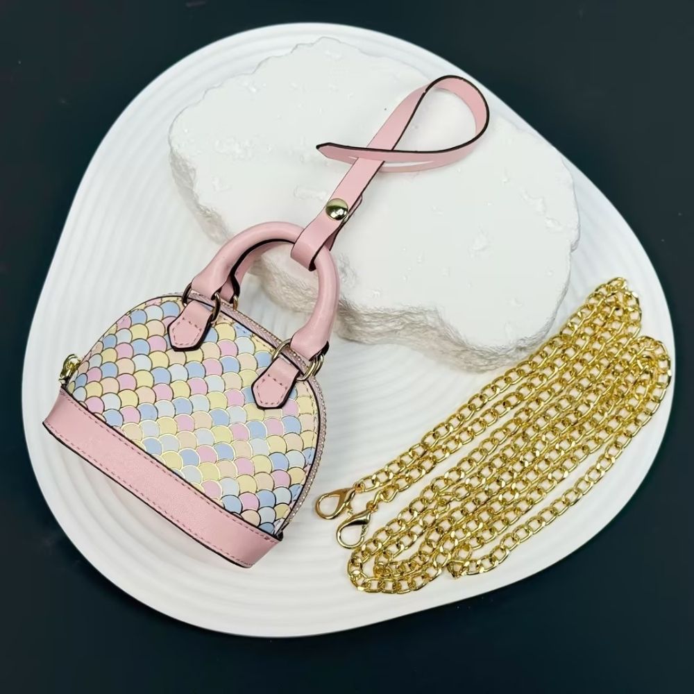 Iridescent Scale Crossbody Mini Purse - Cloud-Touch AirPods Case with 118cm Chain, Rainbow Crossbody Charm