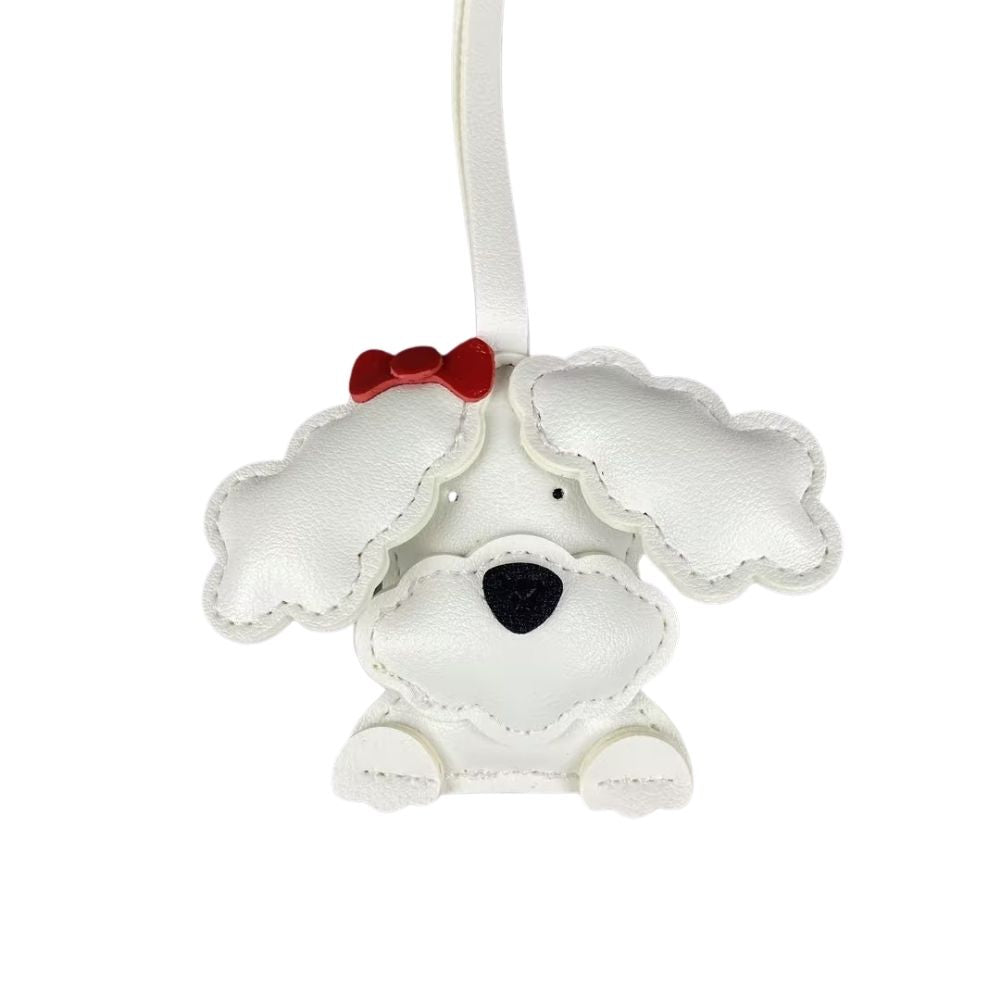 Cute Teddy-Style PU Leather Puppy Bag Charm - Adorable Dog Pendant for Purses