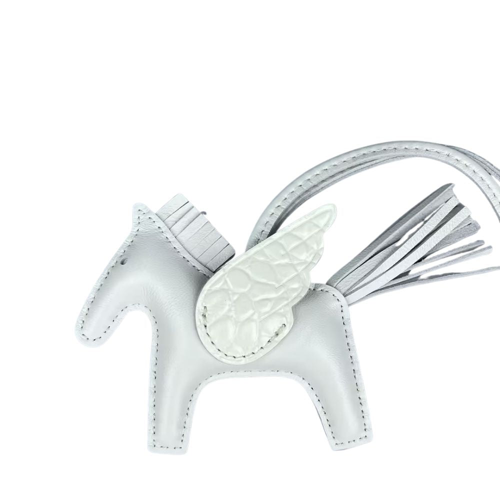 Genuine Leather Premium Lamb Leather Croc-Embossed Pegasus Charm Pendant - Bag Accessory Bag Charm