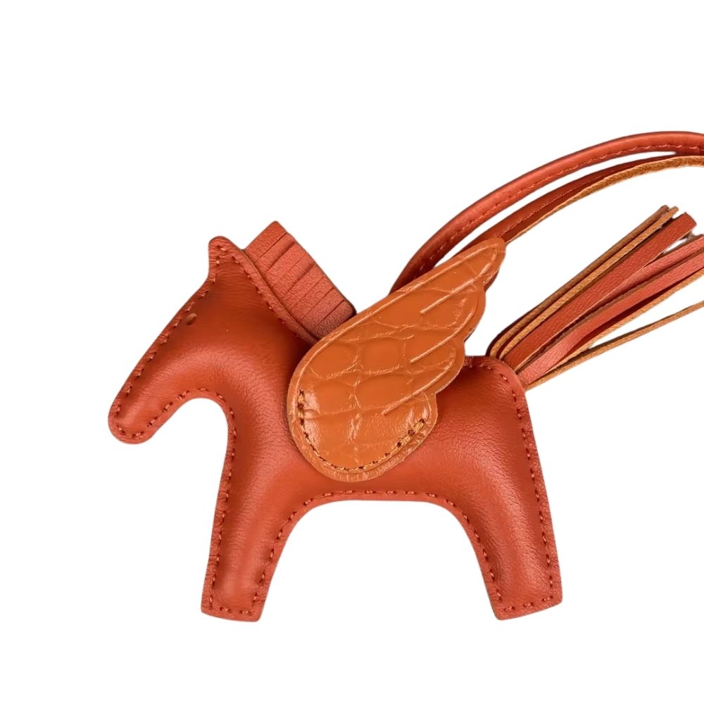 Genuine Leather Premium Lamb Leather Croc-Embossed Pegasus Charm Pendant - Bag Accessory Bag Charm