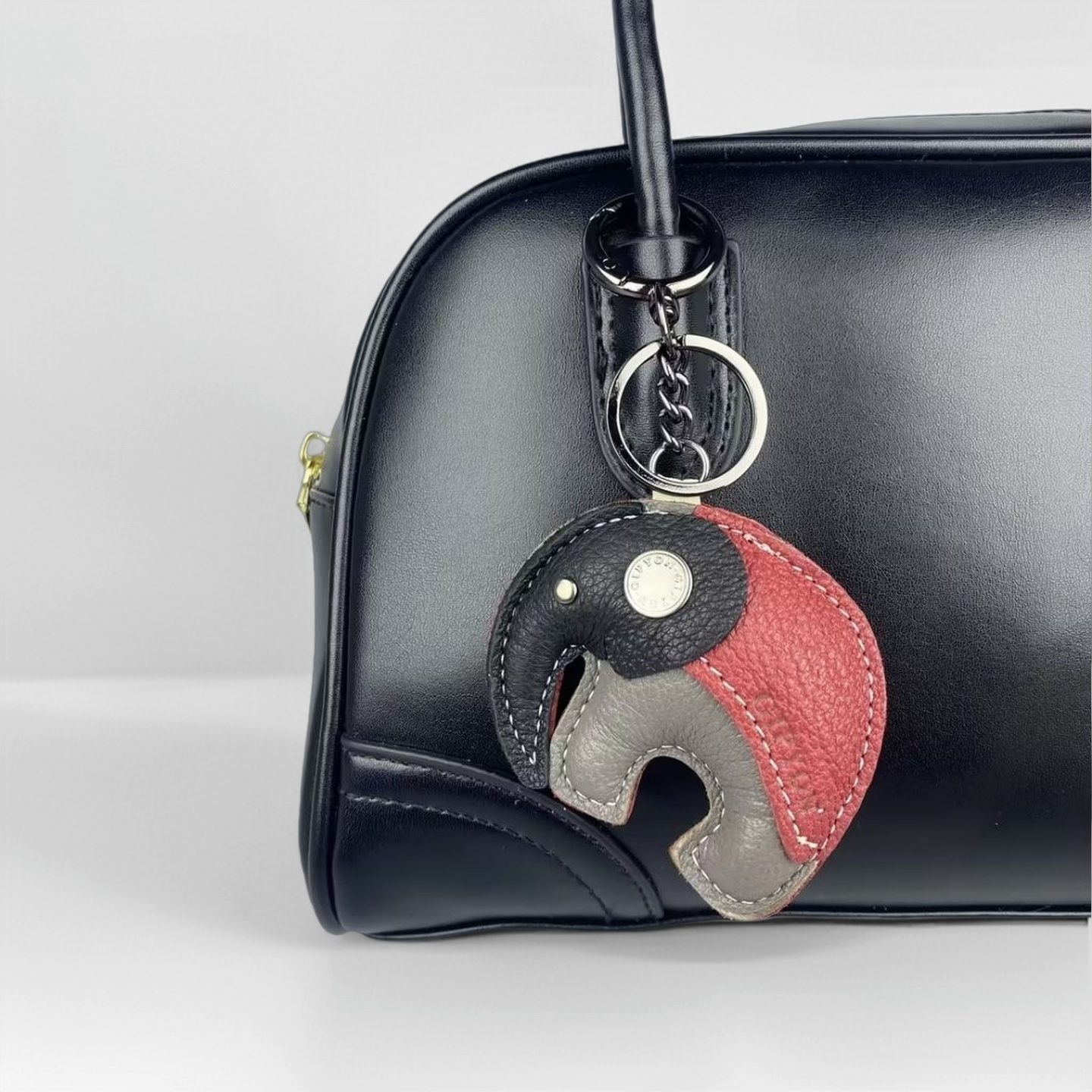Genuine Lambskin Keychain & Bag Charm - Exquisite 3D Elephant / Whale Double Anima