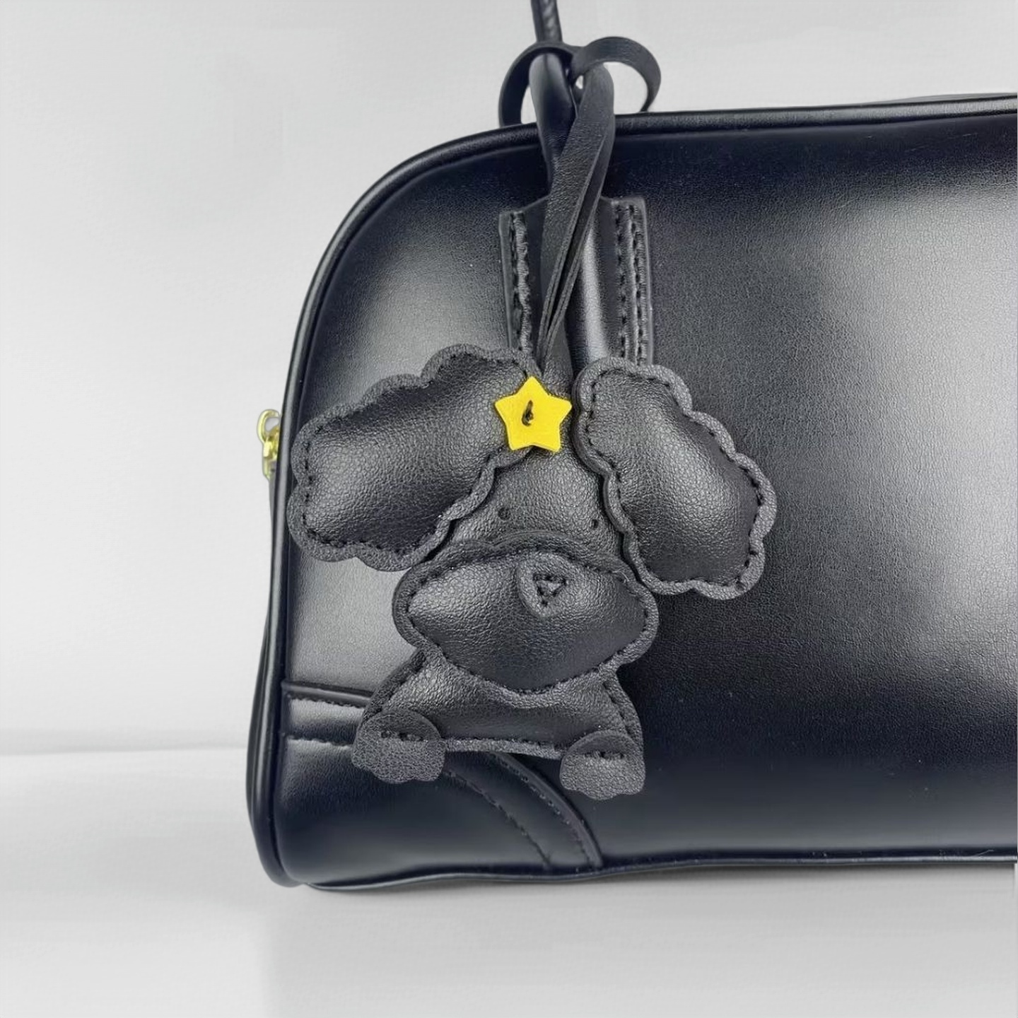 Cute Teddy-Style PU Leather Puppy Bag Charm - Adorable Dog Pendant for Purses
