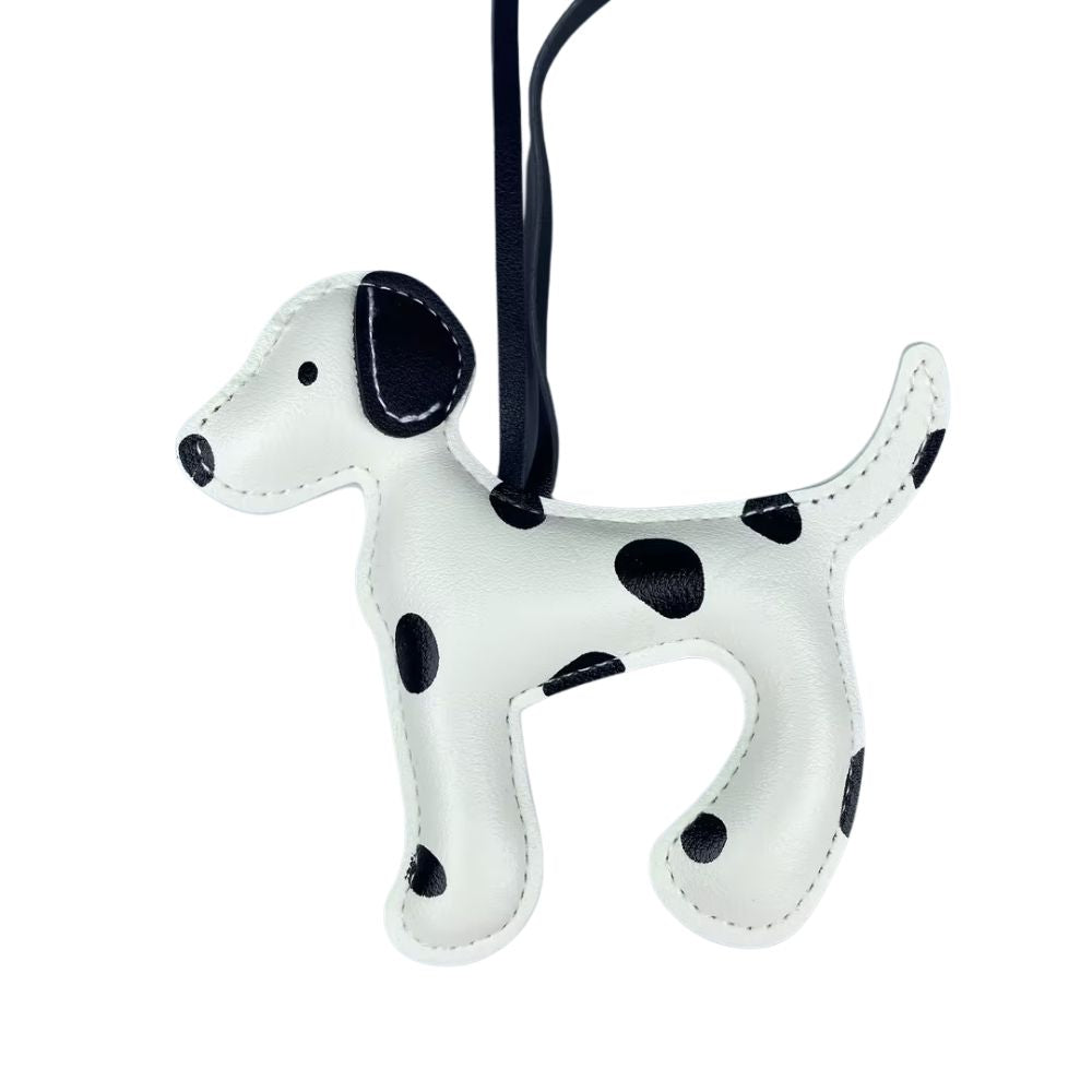 Spotted PU Leather Bag Charm - Dog Pattern Keychain & Purse Pendant