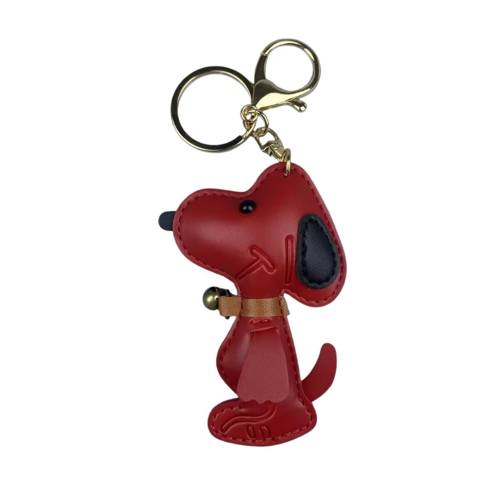 Classic Comic-Style Beagle Keyring - PU Leather Dog Keychain & Bag Accessory in Monochrome