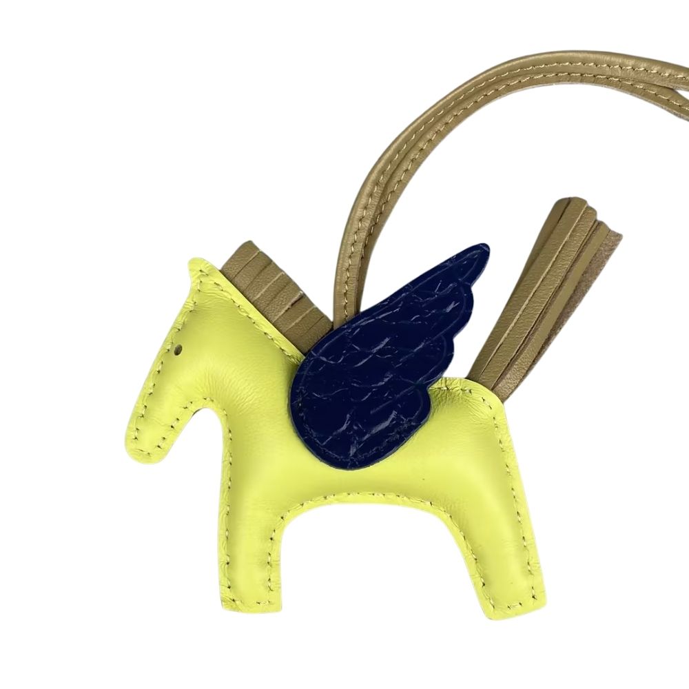Genuine Leather Premium Lamb Leather Croc-Embossed Pegasus Charm Pendant - Bag Accessory Bag Charm