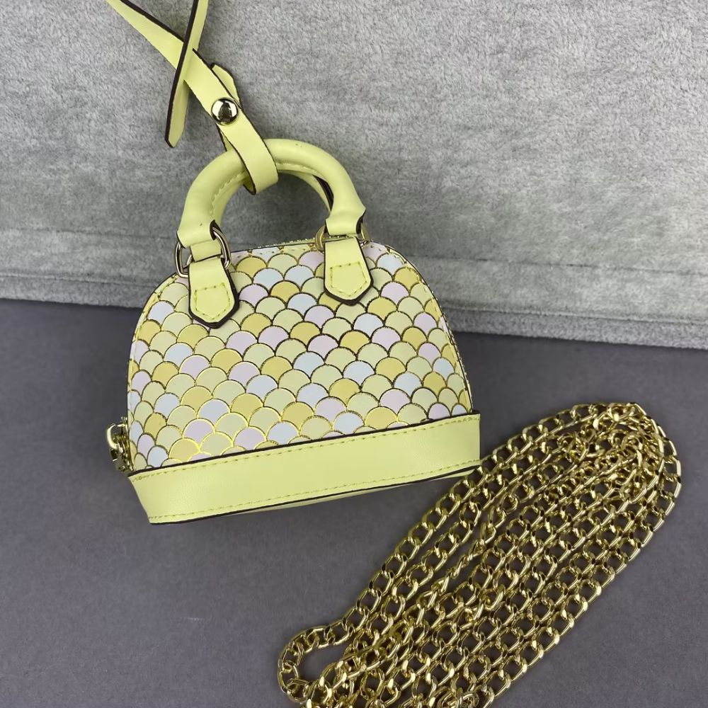 L-V Print Mini Bags Classic Leather & Fish Scale Shell Bag