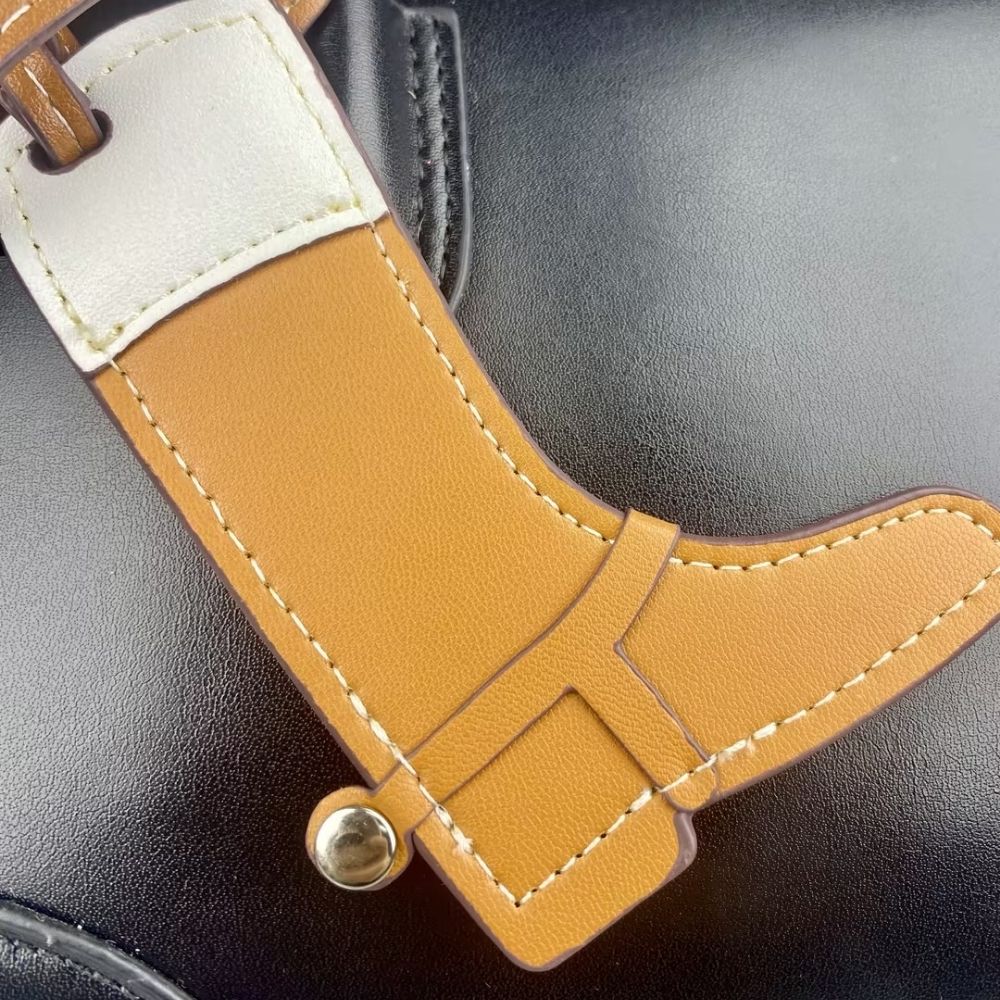 Artisan Color-Block Leather Boot Charm - Handcrafted Top Grain Bag Accent Pendant