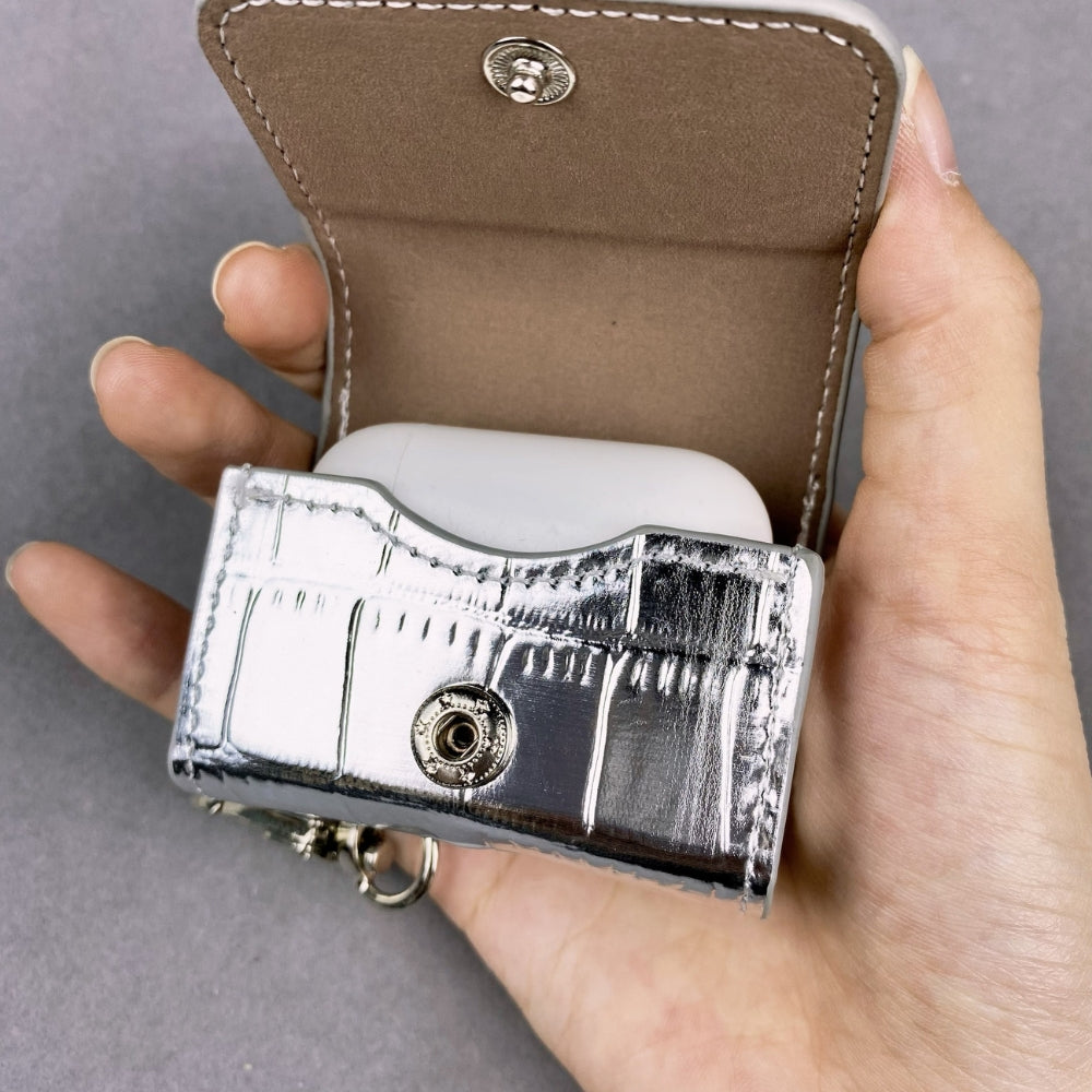 YS-L, L-V, V-W, PRA-DA, DI-OR, Airpod Case Bag Metal Chain Black Silver