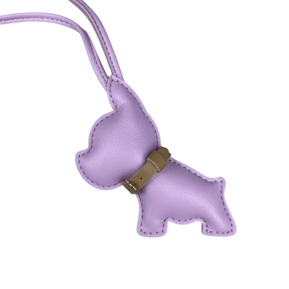 Mini PU Leather Bulldog Bag Charm - Leather-Look Strap Pendant for Purses
