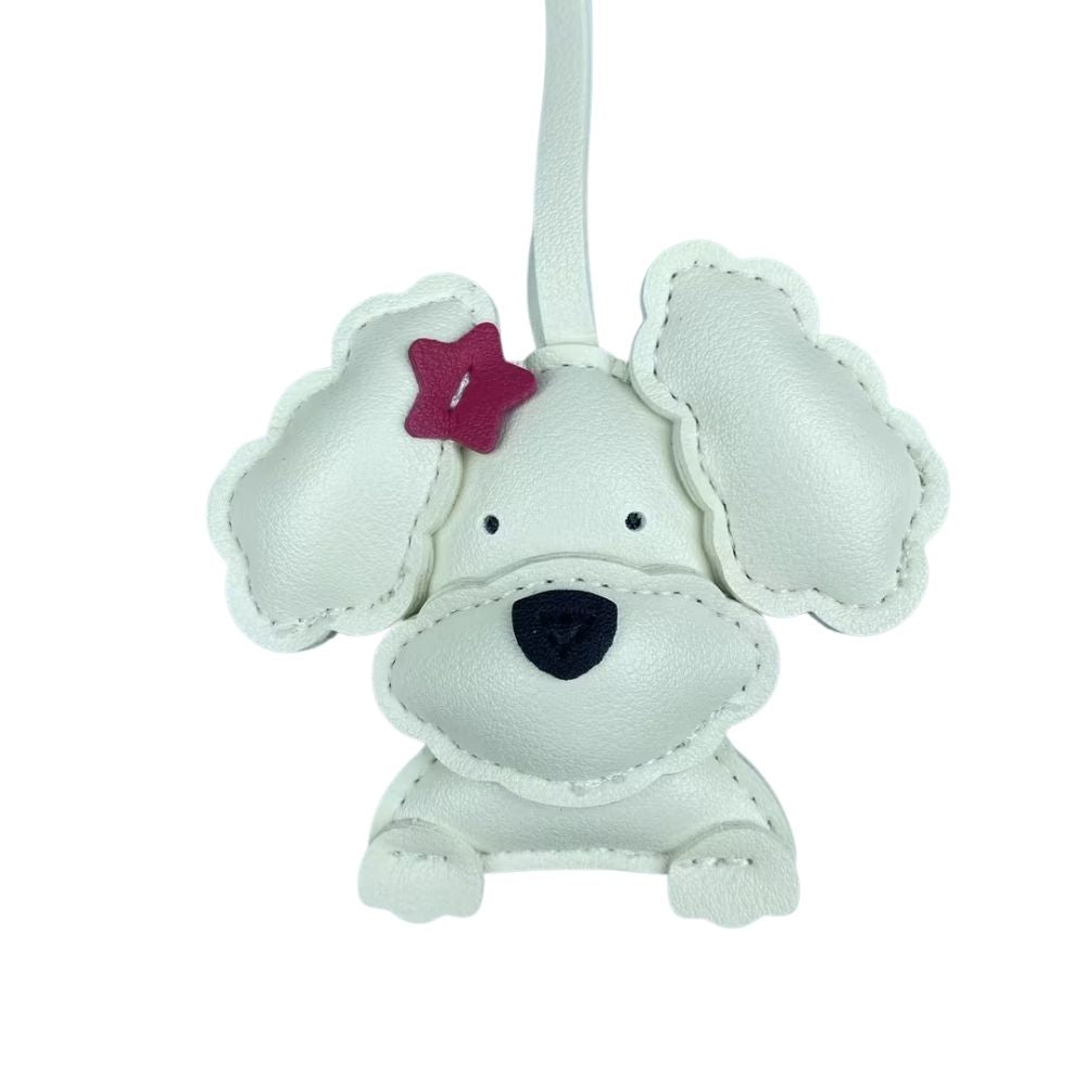Cute Teddy-Style PU Leather Puppy Bag Charm - Adorable Dog Pendant for Purses