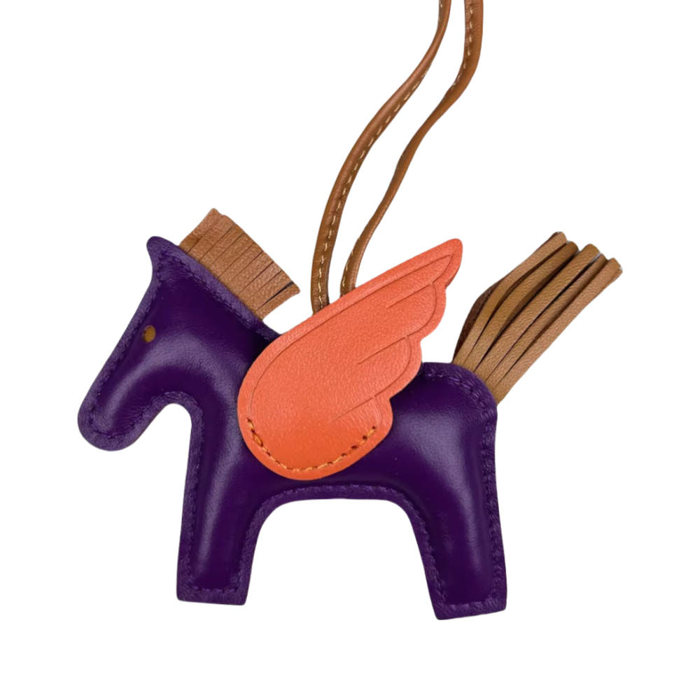 Genuine Leather Premium Lamb Leather Croc-Embossed Pegasus Charm Pendant - Bag Accessory Bag Charm