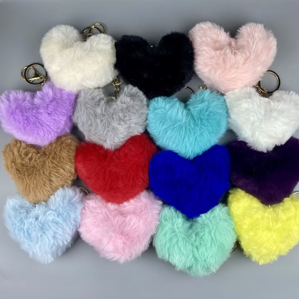 Plush Heart Bag Charm- 10×9×5cm Velvet Hanging Charm for Purses & Bags, Multi-Color Cute Gift Accessory