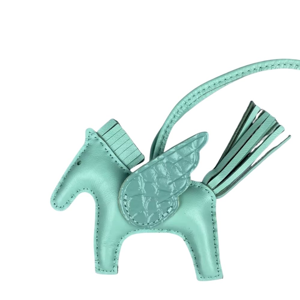 Genuine Leather Premium Lamb Leather Croc-Embossed Pegasus Charm Pendant - Bag Accessory Bag Charm