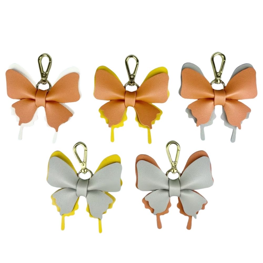 Multicolor PU Leather Butterfly Charm - Creative Detachable Bag & Keyring Accessory