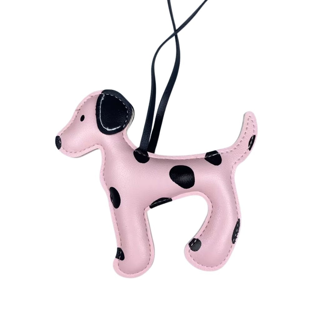 Spotted PU Leather Bag Charm - Dog Pattern Keychain & Purse Pendant