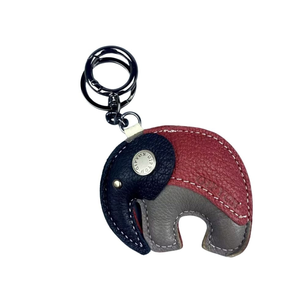 Genuine Lambskin Keychain & Bag Charm - Exquisite 3D Elephant / Whale Double Anima