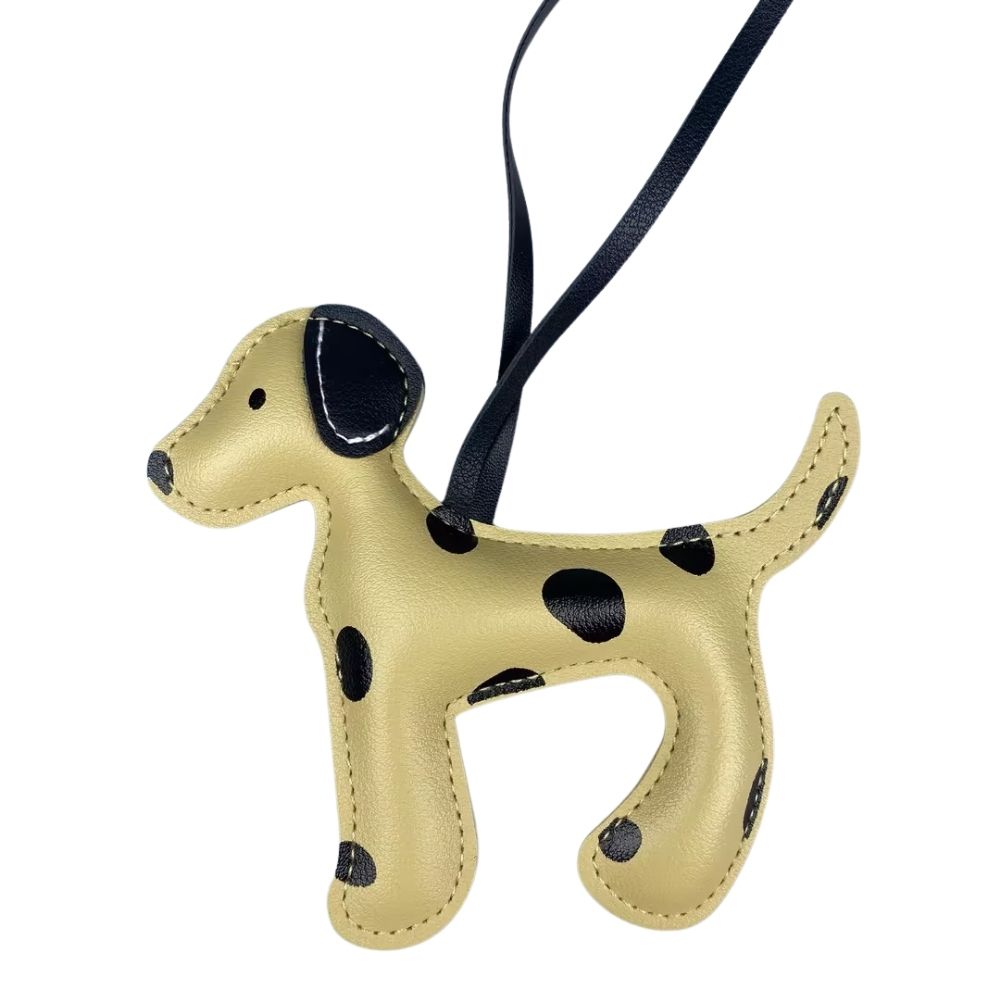 Spotted PU Leather Bag Charm - Dog Pattern Keychain & Purse Pendant
