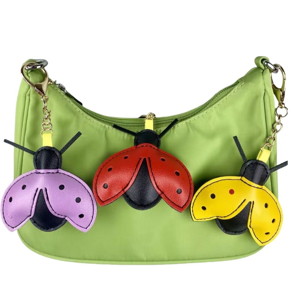 Adorable ladybug PU Leather Bag Charms - 3D Spot Design & Metal Clasps, Cute & Stylish Accessories for Bags & Keys