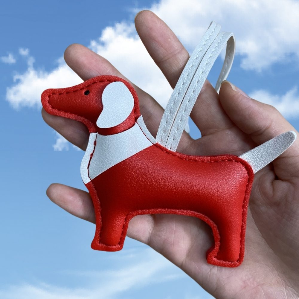 Adorable Scarf-Style Puppy Bag Charm - PU Leather Dog Pendant for Purses & Backpacks