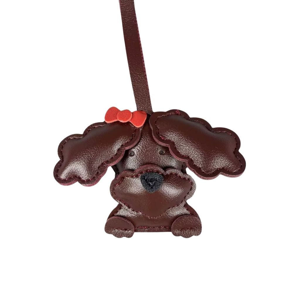 Cute Teddy-Style PU Leather Puppy Bag Charm - Adorable Dog Pendant for Purses