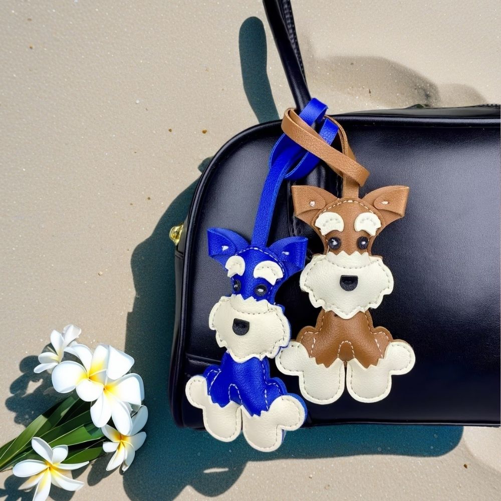 Dachshund Bag Charm with 12cm Strap - Colorful PU Leather Sausage Dog Bag Charm