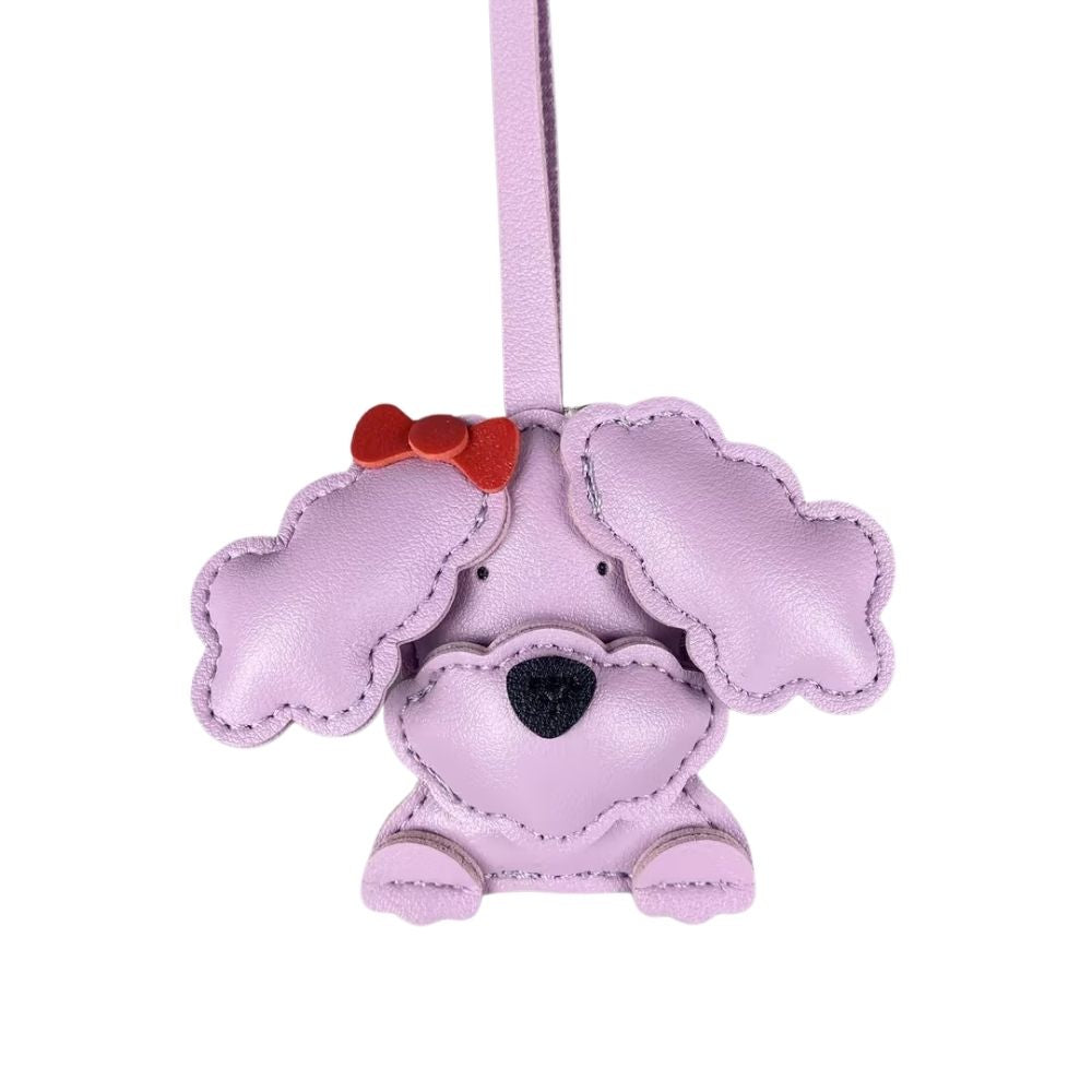 Cute Teddy-Style PU Leather Puppy Bag Charm - Adorable Dog Pendant for Purses