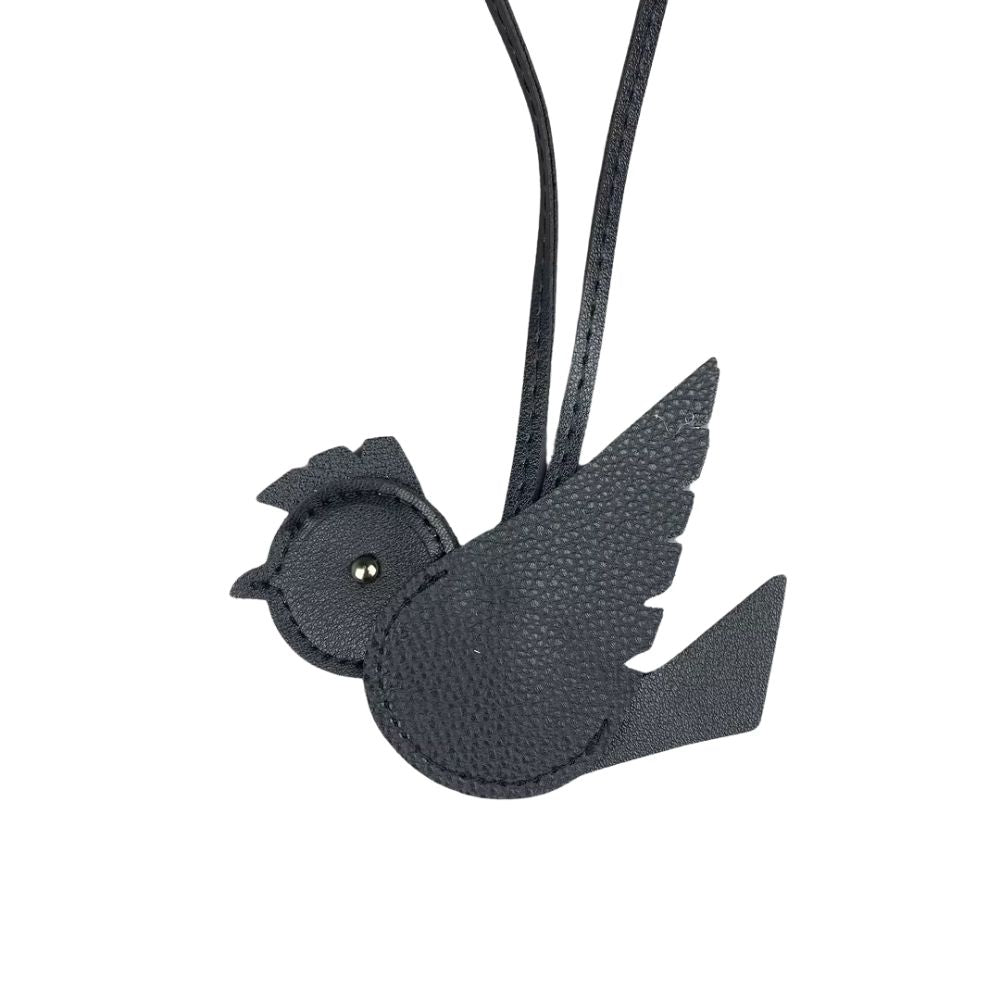 Hand-Sewn PU Leather Bird Pendant - Winged Bird Charm for Bags & Keyrings