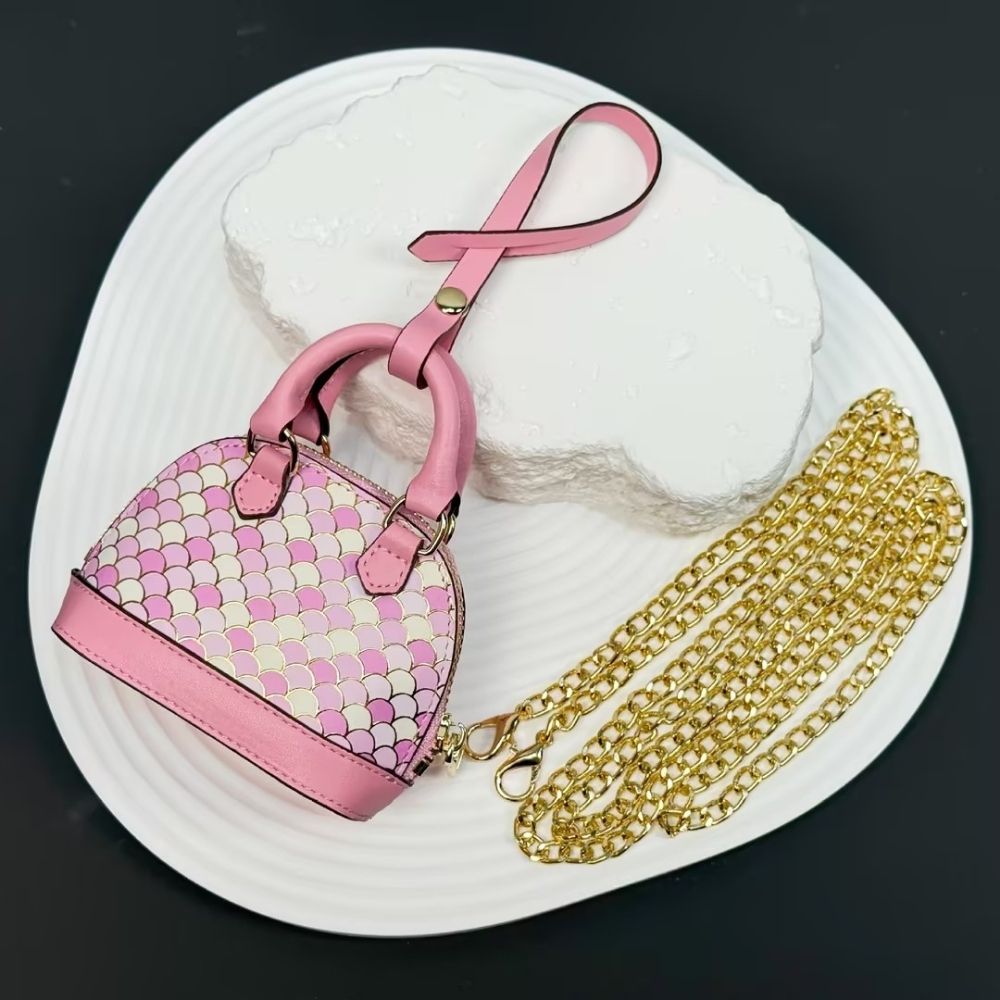 Iridescent Scale Crossbody Mini Purse - Cloud-Touch AirPods Case with 118cm Chain, Rainbow Crossbody Charm