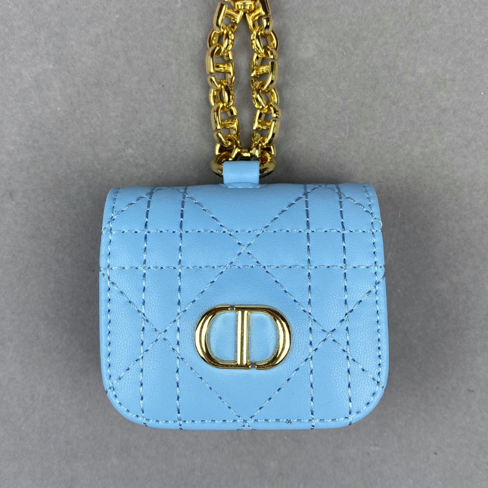 CD Luxury Mini Bag Airpod Case Bag Magnetic Buckle With Gold Metal Chain