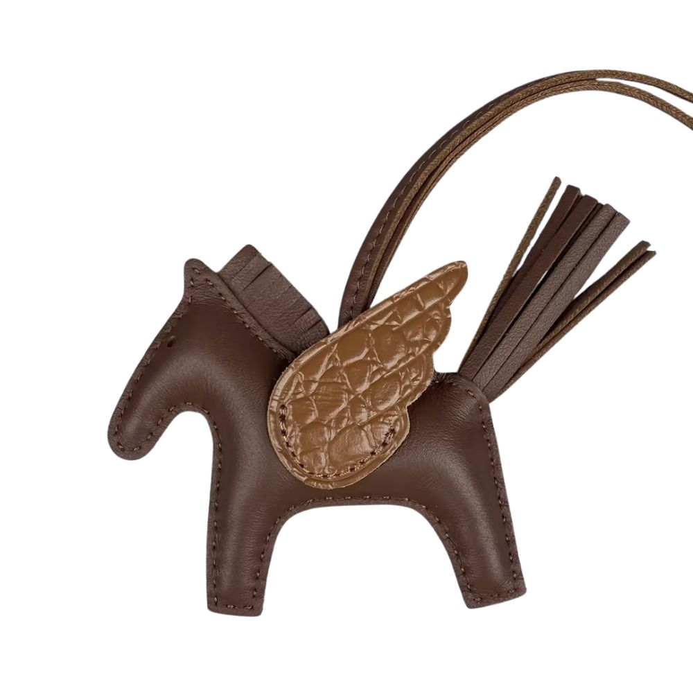 Genuine Leather Premium Lamb Leather Croc-Embossed Pegasus Charm Pendant - Bag Accessory Bag Charm