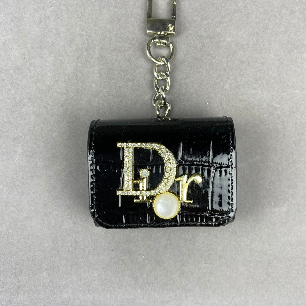 YS-L, L-V, V-W, PRA-DA, DI-OR, Airpod Case Bag Metal Chain Black Silver