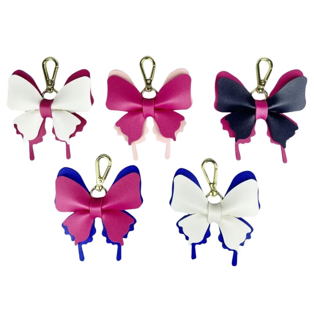 Multicolor PU Leather Butterfly Charm - Creative Detachable Bag & Keyring Accessory
