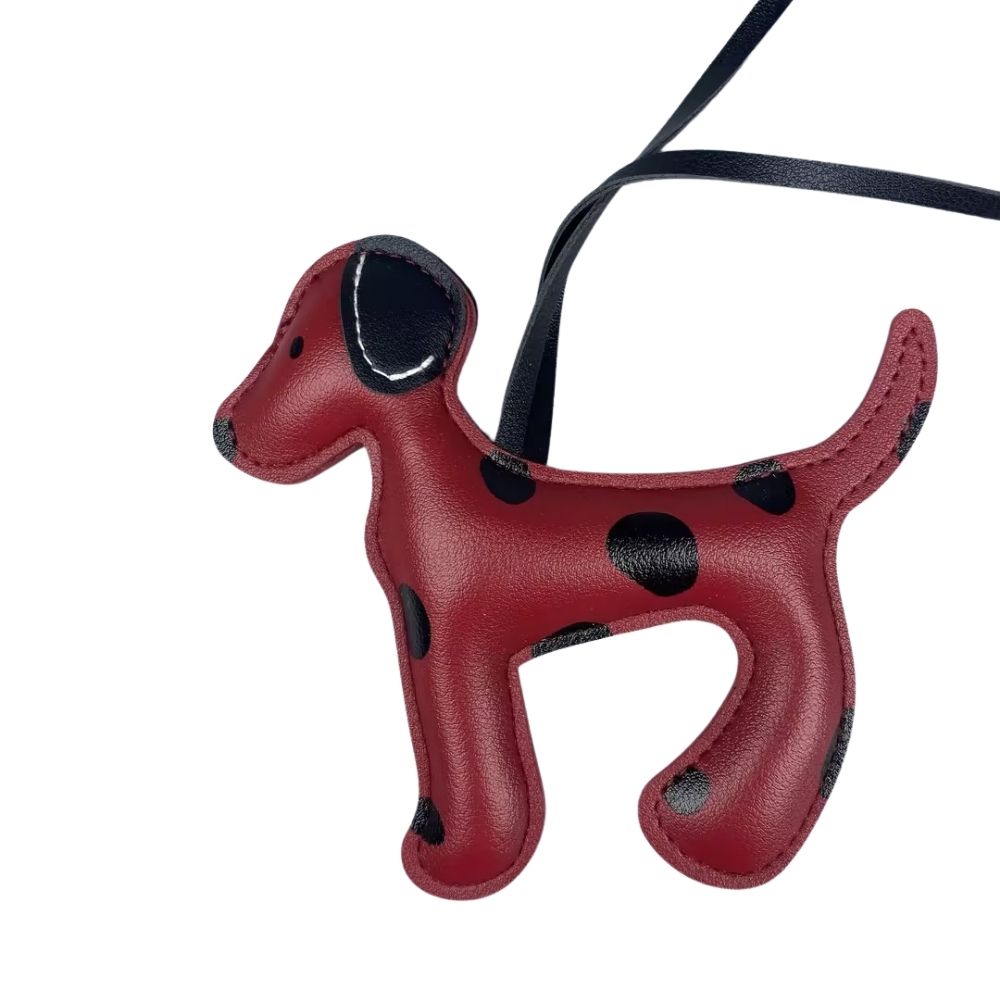 Spotted PU Leather Bag Charm - Dog Pattern Keychain & Purse Pendant