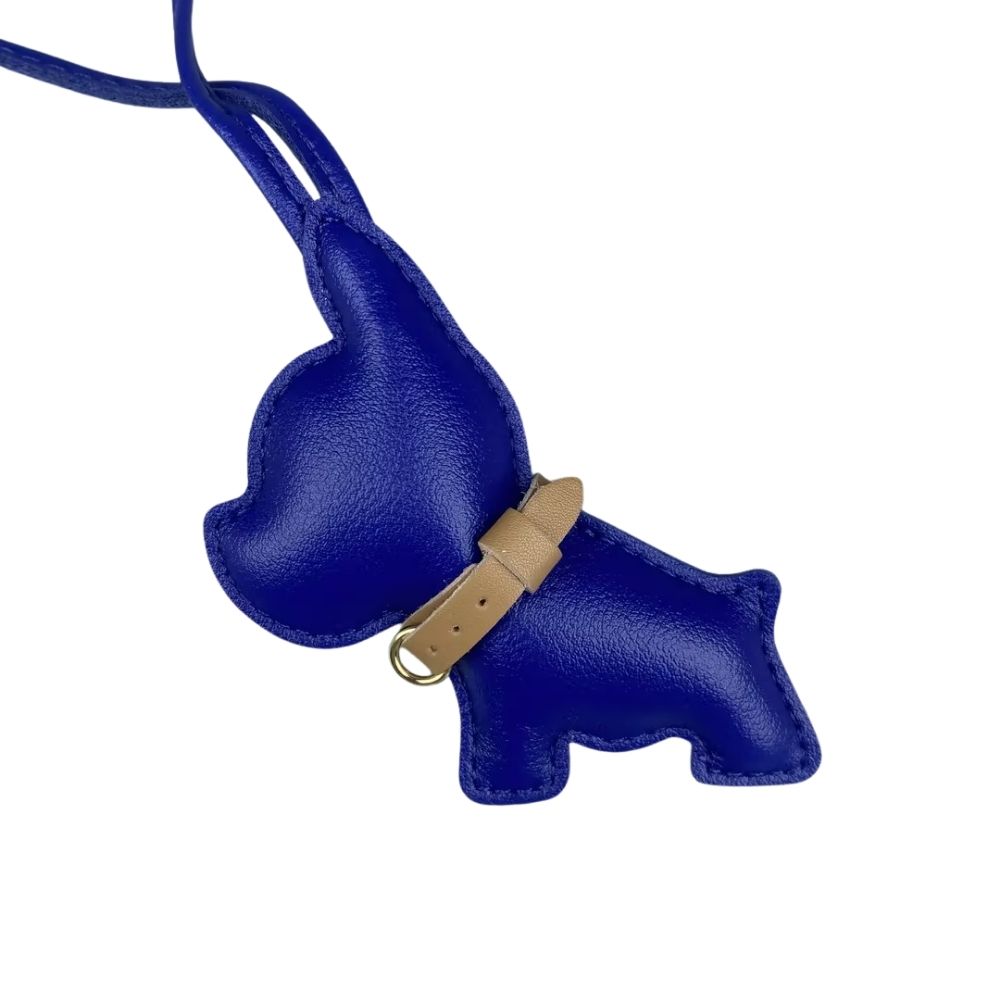Mini PU Leather Bulldog Bag Charm - Leather-Look Strap Pendant for Purses
