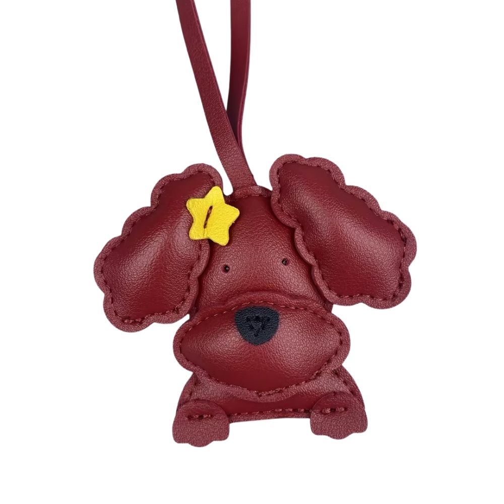 Cute Teddy-Style PU Leather Puppy Bag Charm - Adorable Dog Pendant for Purses