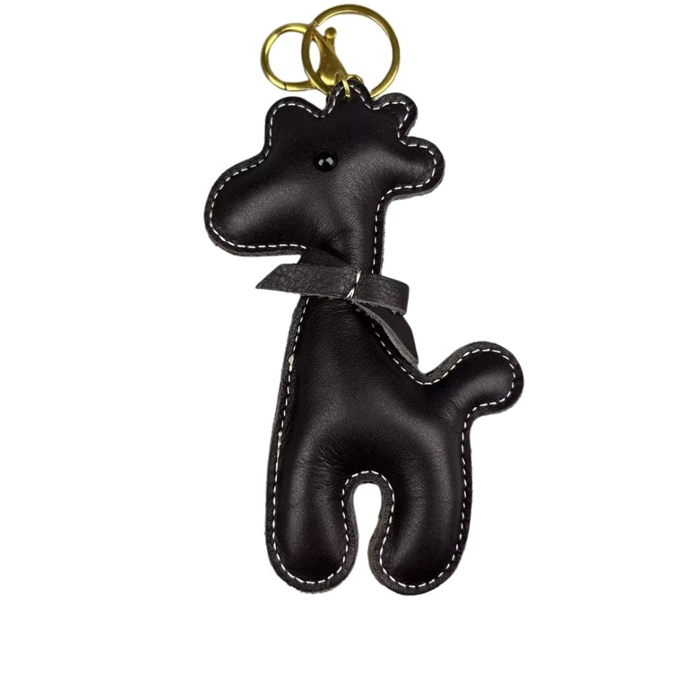 Artisan Top Grain Leather Alpaca Keychain - Handmade Bovine Bag Charm Accessory