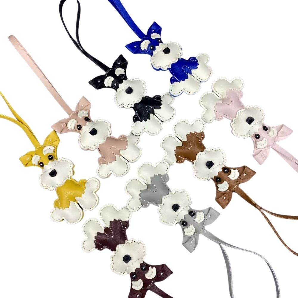 Dachshund Bag Charm with 12cm Strap - Colorful PU Leather Sausage Dog Bag Charm