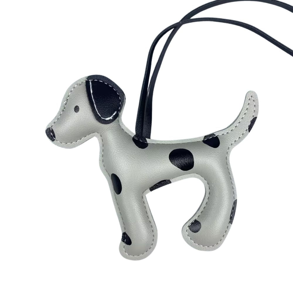 Spotted PU Leather Bag Charm - Dog Pattern Keychain & Purse Pendant