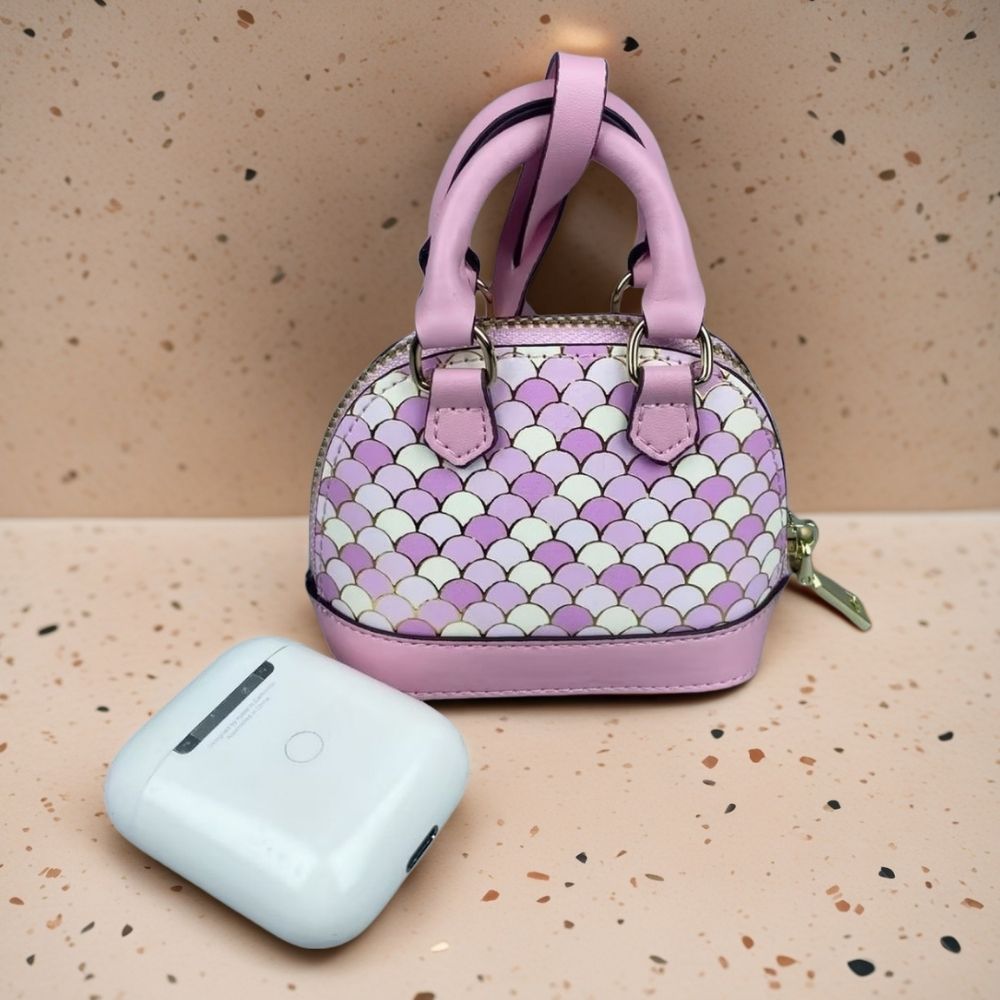 Iridescent Scale Crossbody Mini Purse - Cloud-Touch AirPods Case with 118cm Chain, Rainbow Crossbody Charm