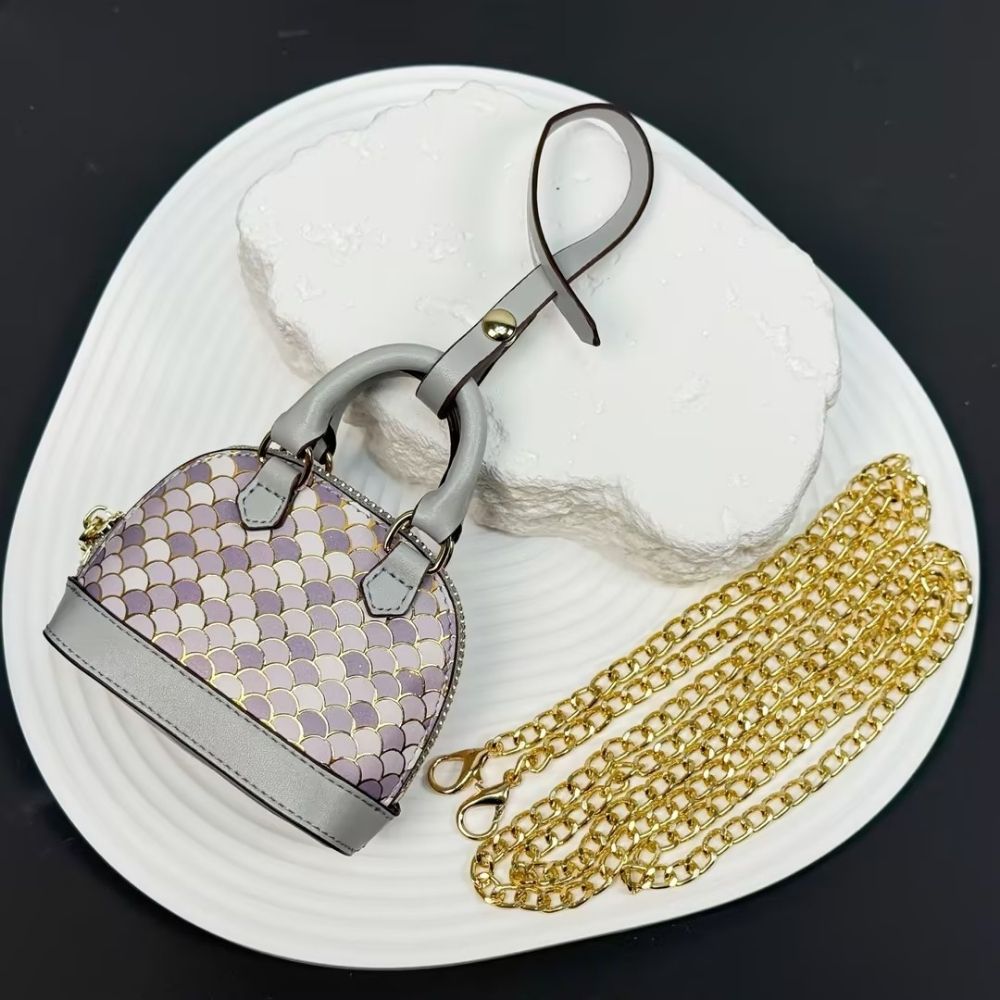 Iridescent Scale Crossbody Mini Purse - Cloud-Touch AirPods Case with 118cm Chain, Rainbow Crossbody Charm