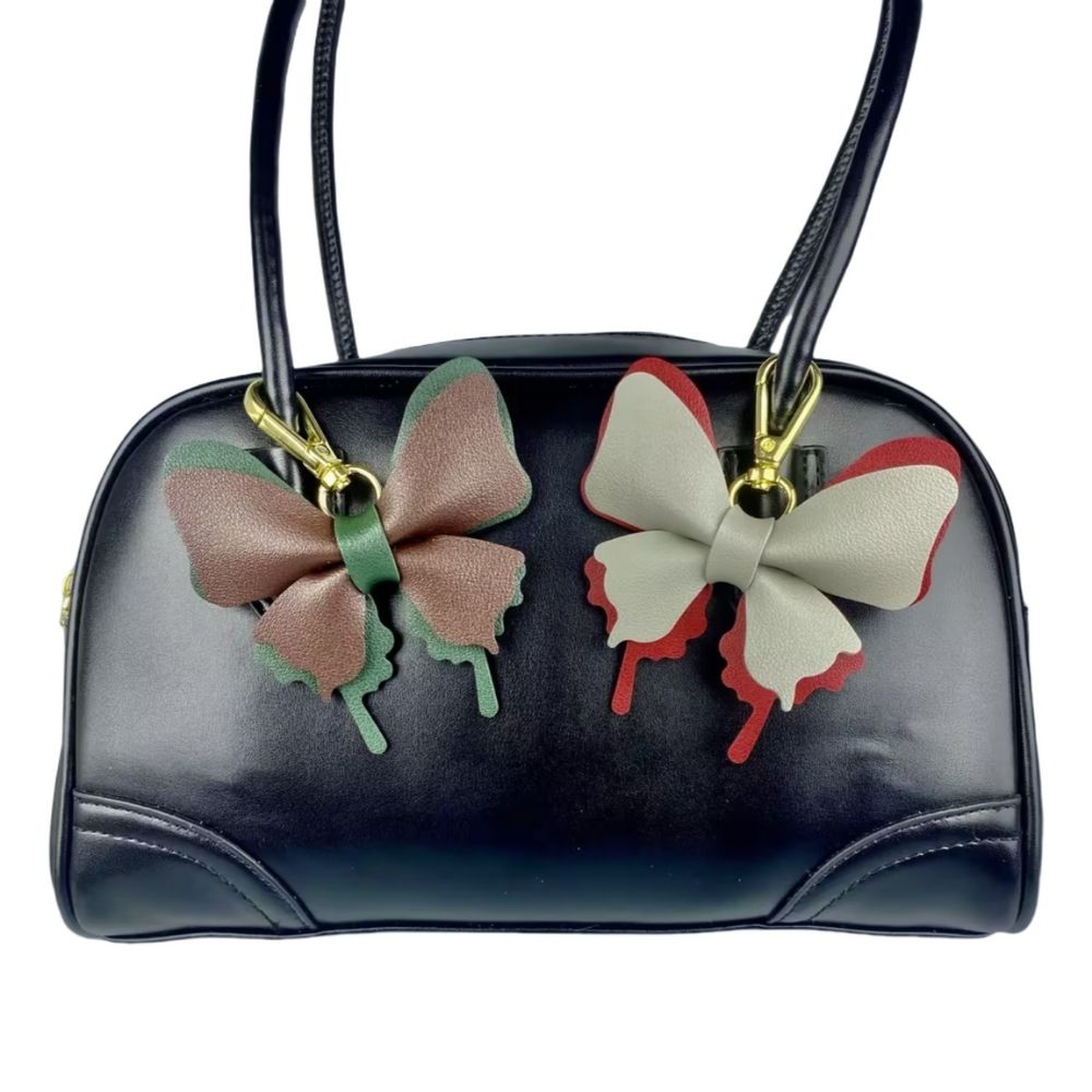 Multicolor PU Leather Butterfly Charm - Creative Detachable Bag & Keyring Accessory