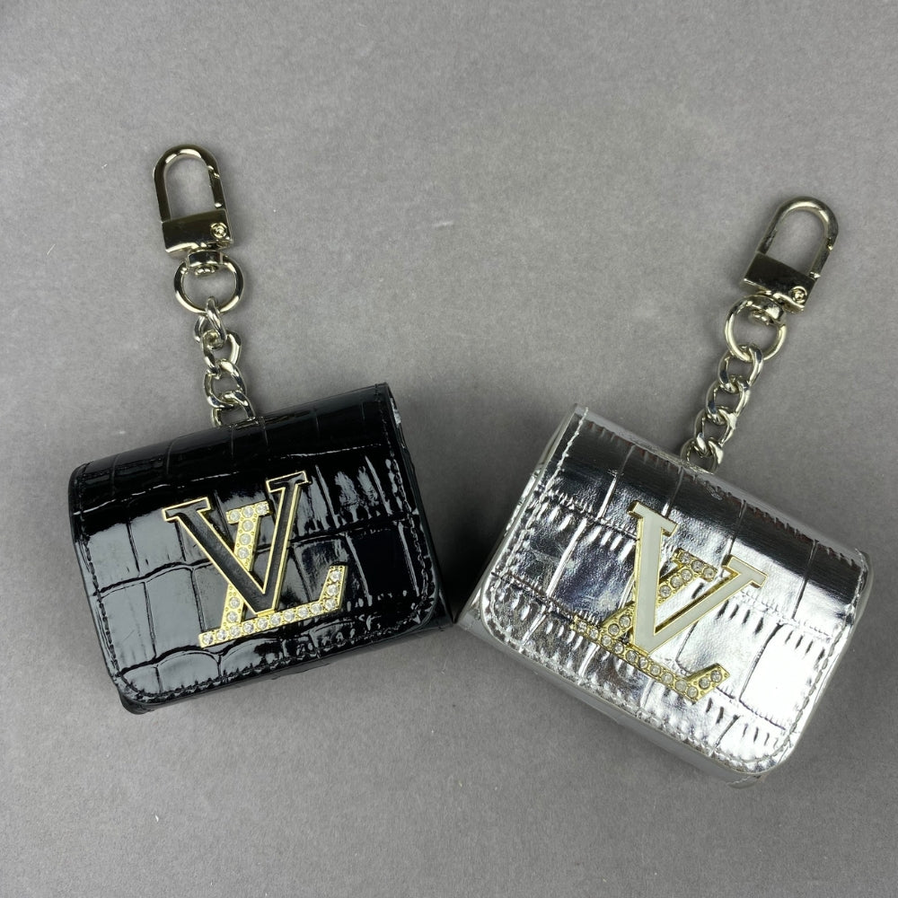 YS-L, L-V, V-W, PRA-DA, DI-OR, Airpod Case Bag Metal Chain Black Silver