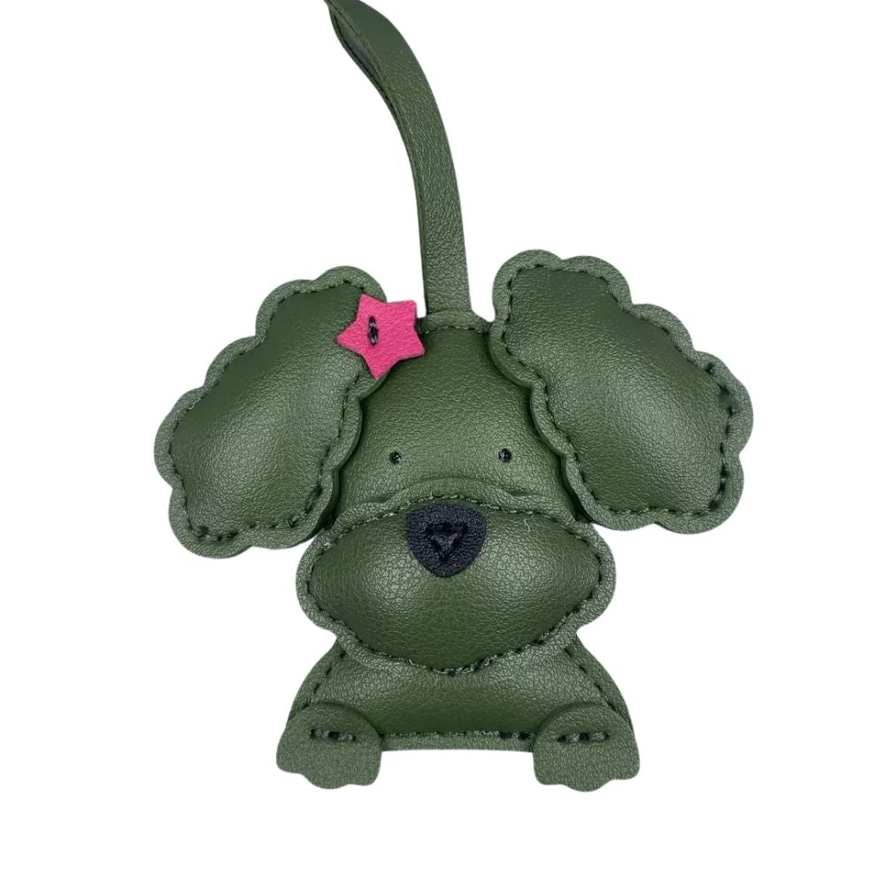 Cute Teddy-Style PU Leather Puppy Bag Charm - Adorable Dog Pendant for Purses