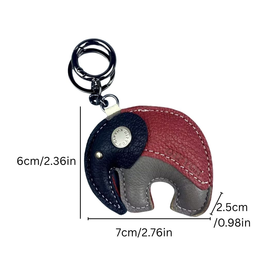 Genuine Lambskin Keychain & Bag Charm - Exquisite 3D Elephant / Whale Double Anima