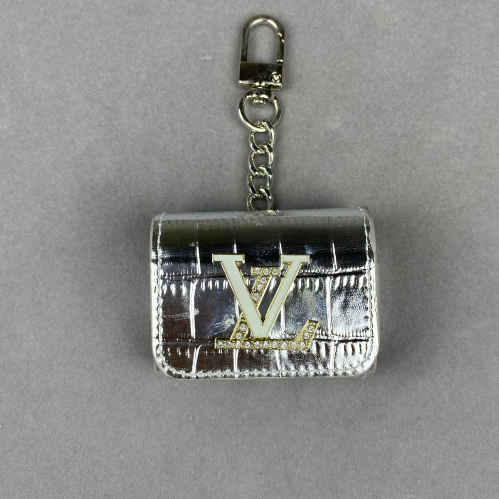 YS-L, L-V, V-W, PRA-DA, DI-OR, Airpod Case Bag Metal Chain Black Silver