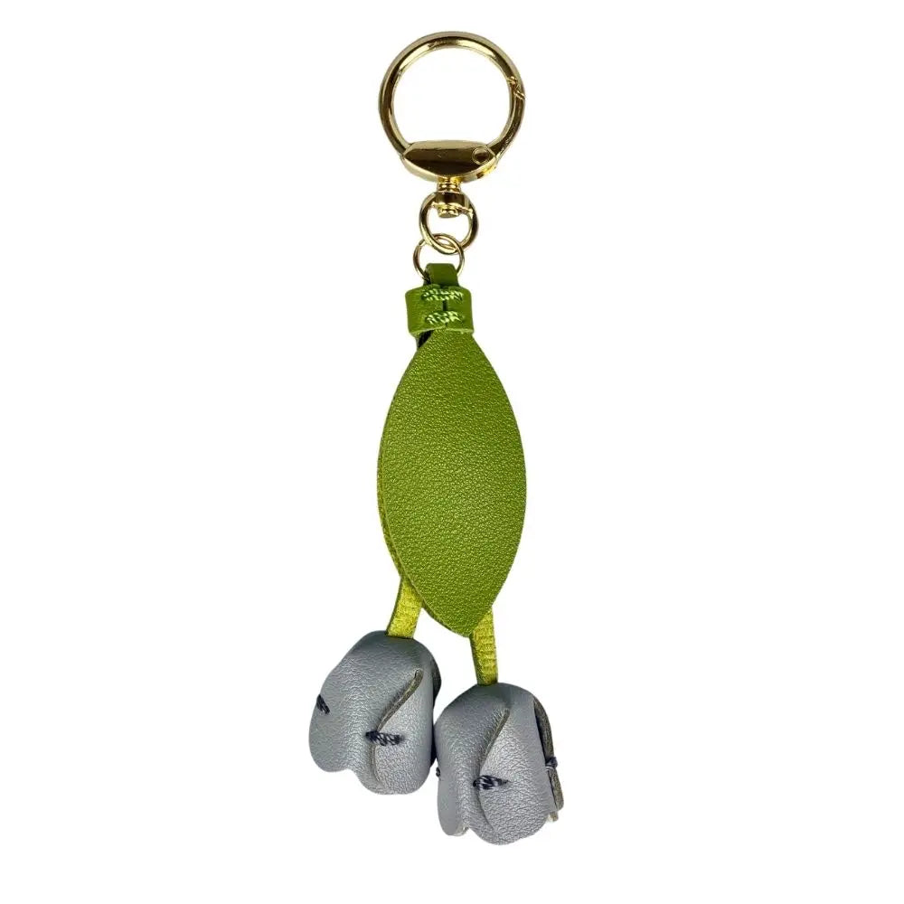 8-Color Soft PU Leather Tulip Bag Charm– Elegant Hanging Floral Accessory with Metal Ring, Realistic Bloom Design for Backpack