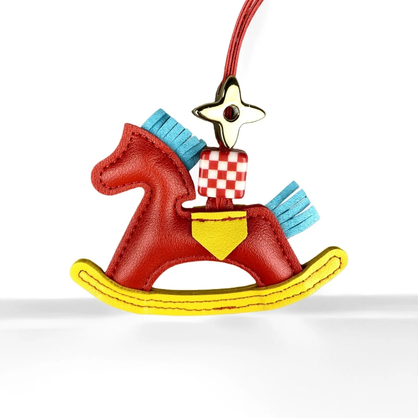 Cute PU Leather Rocking Horse Keychain/Bag Charm-Handcrafted PU Leather, Vibrant Colors, Cheerful Gift For Bag Accessory