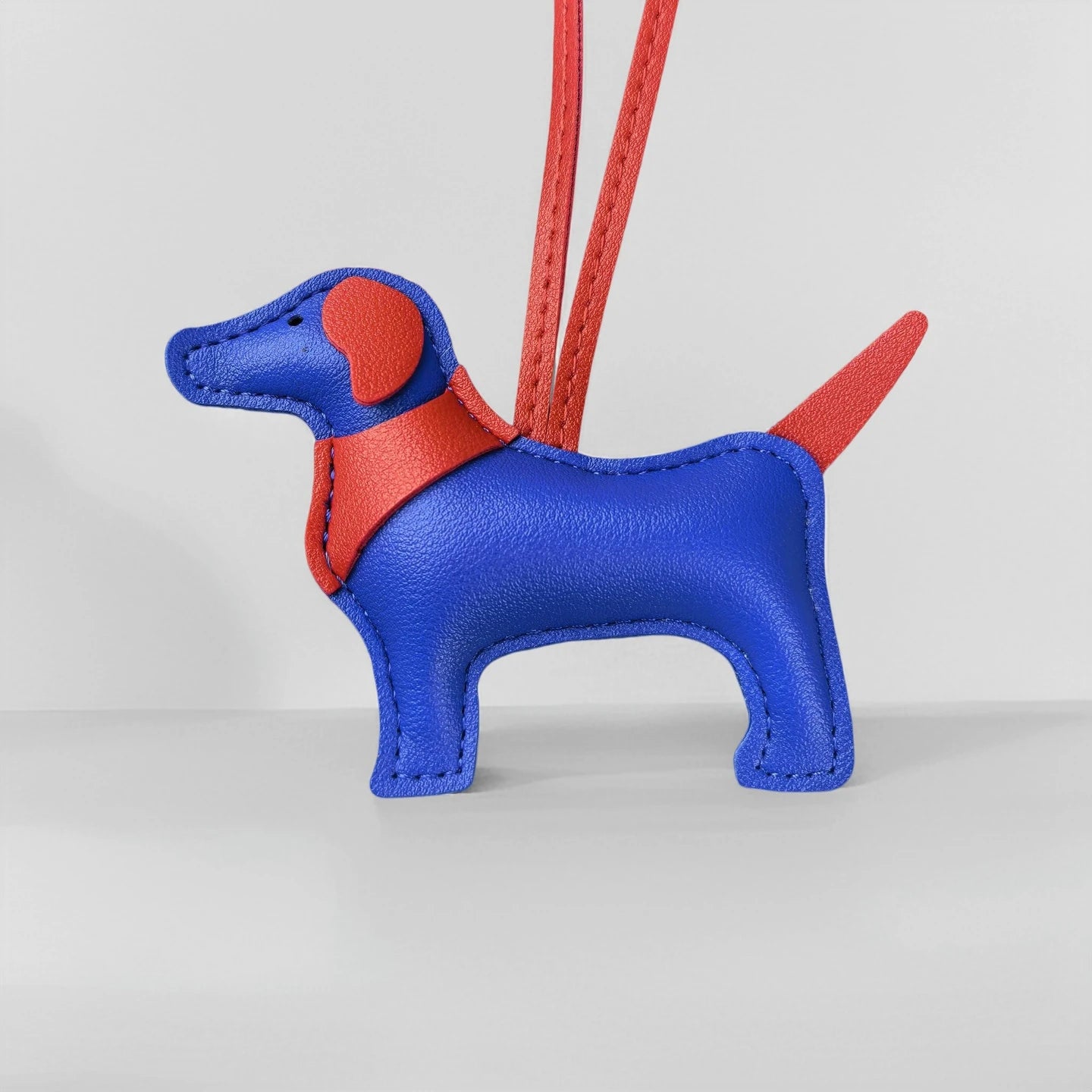 Handmade Premium PU Leather Dachshund Bag Charm – Stuffed & Structured, Classic Color, Elegant Finish