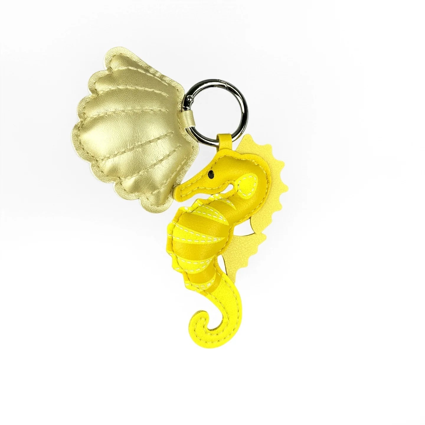 Cute PU Leather Keychain with Ocean Animal Charms - Stress Relief Sea Horse Shell Sea Lion Orca Pendant Gift Accessory