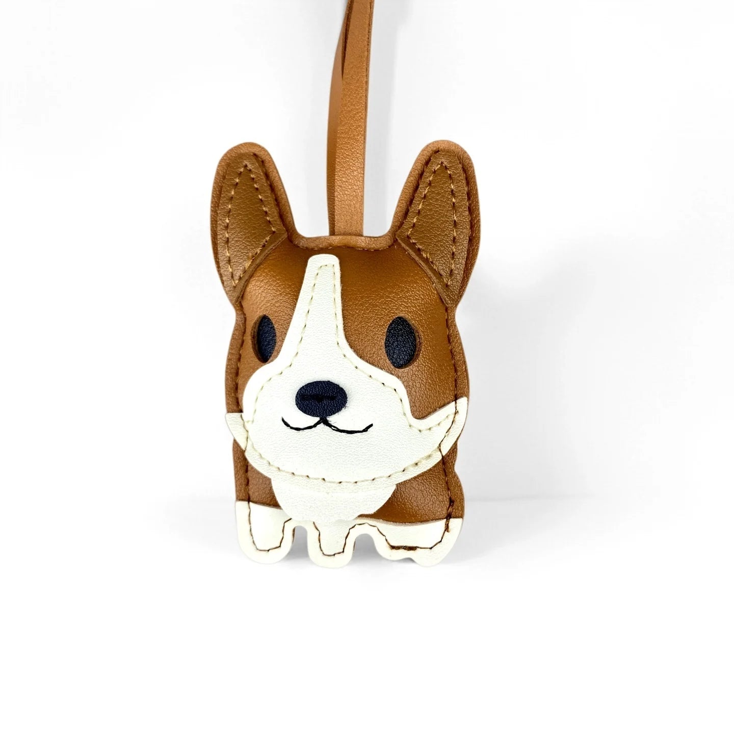 Brown PU Leather Dog Keychain Charm-Cute Puppy Pendant for Purse/Bag, Everyday Carry Accessory for Women & Men/Perfect Gift